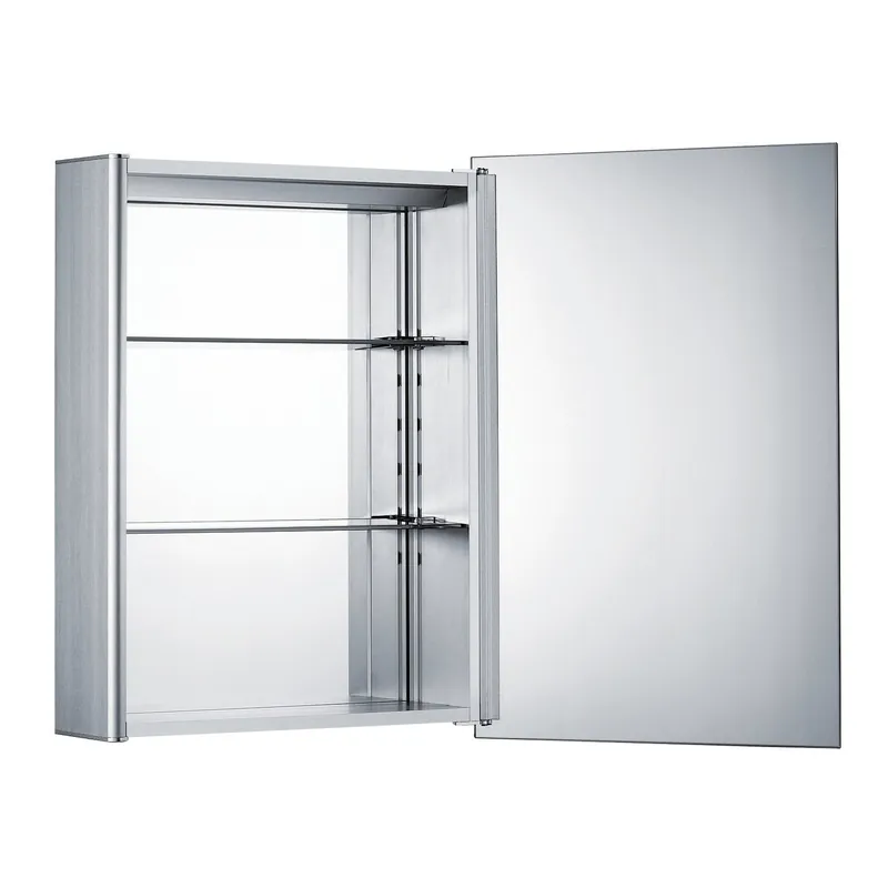 One Day Deal Whitehaus Medicinehaus WHLED-1 Single Mirrored Door Surface Mount Anodized Aluminum Medicine Cabinet