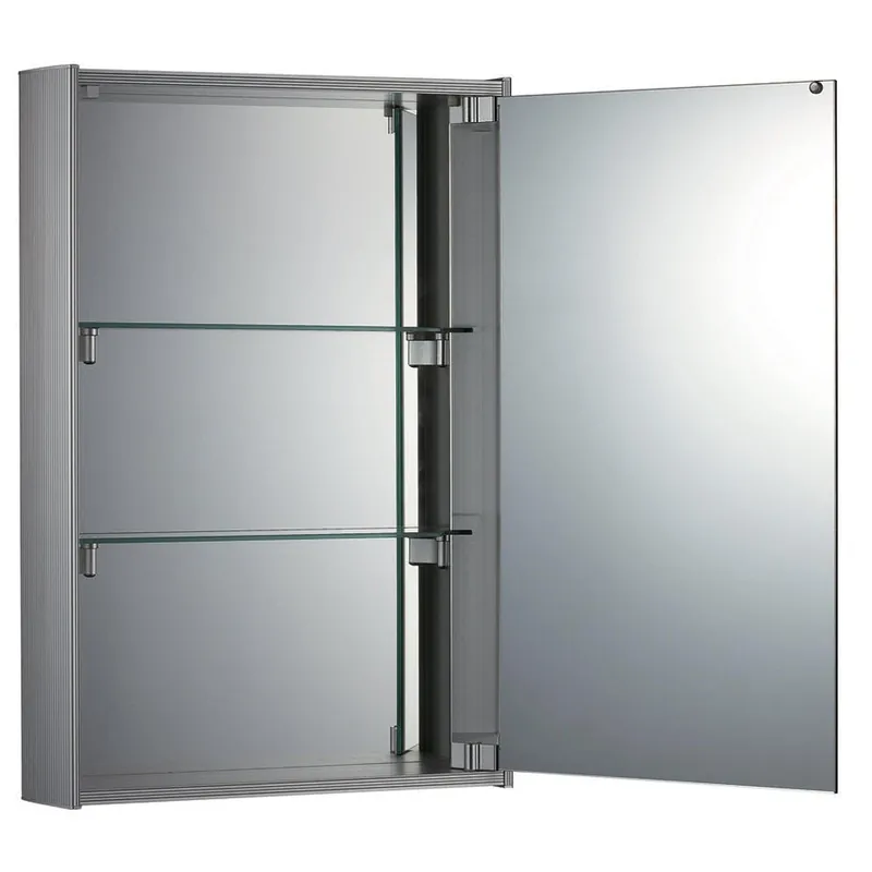 New Release Whitehaus Medicinehaus WHKEM-23 Single Mirrored Door Surface Mount Anodized Aluminum Medicine Cabinet