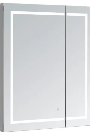 Sale Aquadom Royale Plus 36" x 30" Rectangle Recessed or Surface Mount Bi-View LED Lighted Bathroom Medicine Cabinet With Defogger, Electrical Outlet, Magnifying Mirror
