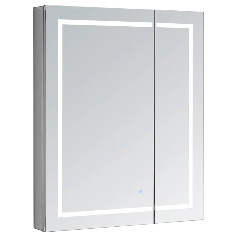 Aquadom Royale Plus 30" x 36" Rectangle Recessed or Surface Mount Bi-View LED Lighted Bathroom Medicine Cabinet With Defogger, Electrical Outlet, Magnifying Mirror Factory Price
