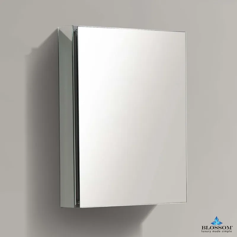 Blossom MC7 20" x 26" Recessed or Surface Mount Single Door Aluminum Medicine Cabinet With Mirror, 2 Adjustable Glass Shelves and Soft-Closing Hinges Free Returns