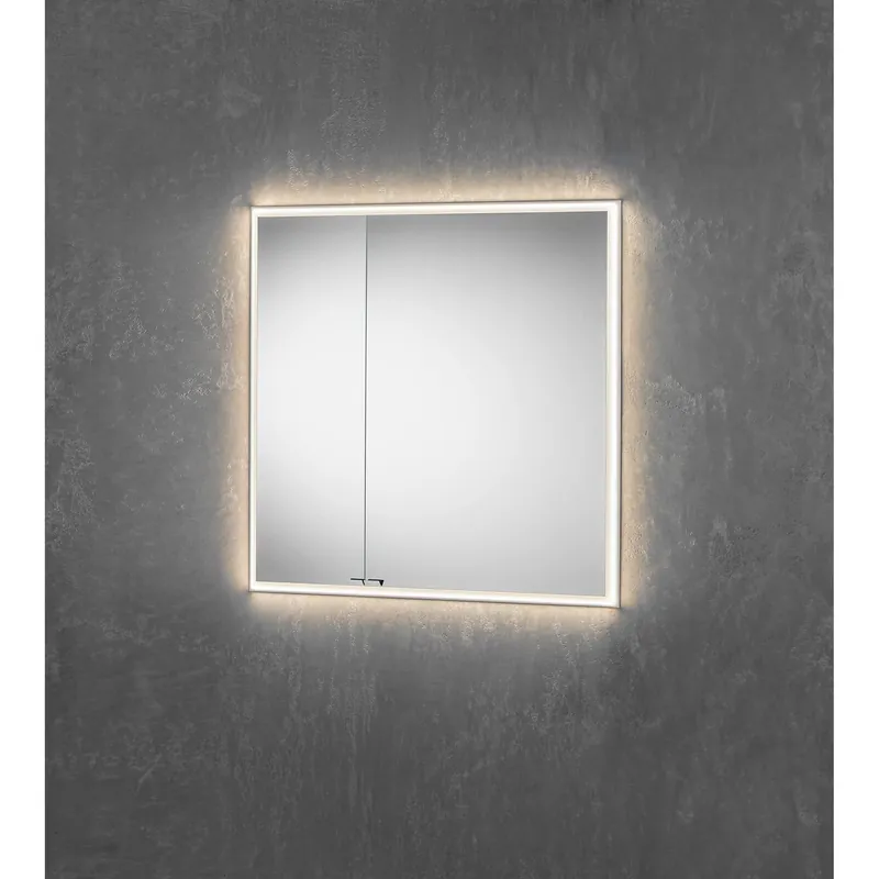 Sidler Quadro 36" x 36" 4000K 2 Offset Right Hinged Mirror Doors Anodized Aluminum Medicine Cabinet With Night Light Function, Built-in GFCI Outlet and USB port New Arrival