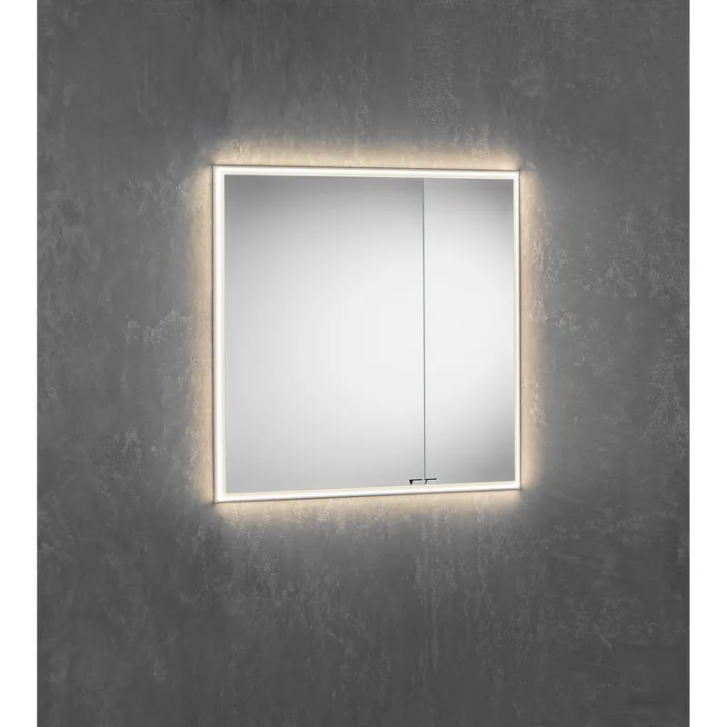 Low Price Sidler Quadro 32" x 36" 4000K 2 Offset Left Hinged Mirror Doors Anodized Aluminum Medicine Cabinet With Night Light Function, Built-in GFCI Outlet and USB port
