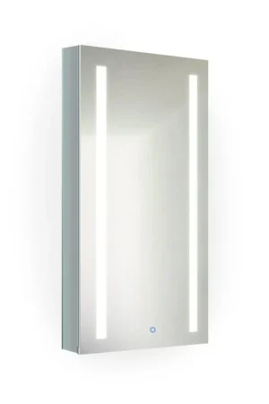 Brand New Krugg Reflections Kinetic 15" x 30" 6000K Single Right Opening Rectangular Recessed/Surface-Mount Illuminated Silver Backed LED Medicine Cabinet Mirror With Built-in Defogger, Dimmer and Electrical Outlet