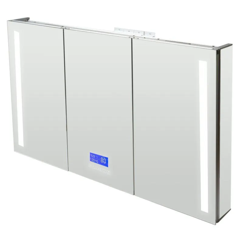 ALFI Brand ABMC4228BT 42" x 28" LED Lighted Hinged Triple Door Bluetooth Frameless Mirror Medicine Cabinet With Tempered Glass Shelves Save Now