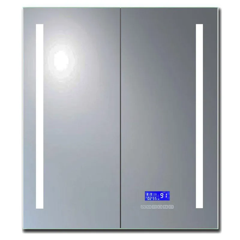Top Pick ALFI Brand ABMC2630BT 26" x 30" LED Lighted Hinged Double Door Bluetooth Frameless Mirror Medicine Cabinet With Tempered Glass Shelves
