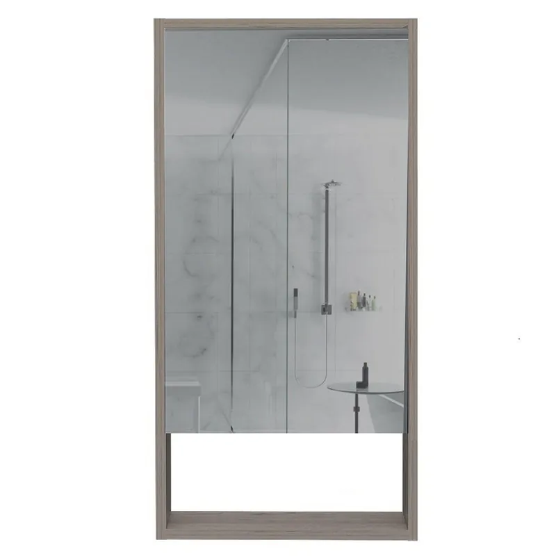 Reduced Price TUHOME Mariana 18" x 35" Light Oak Wall-Mounted Mirror Medicine Cabinet With Open Shelf