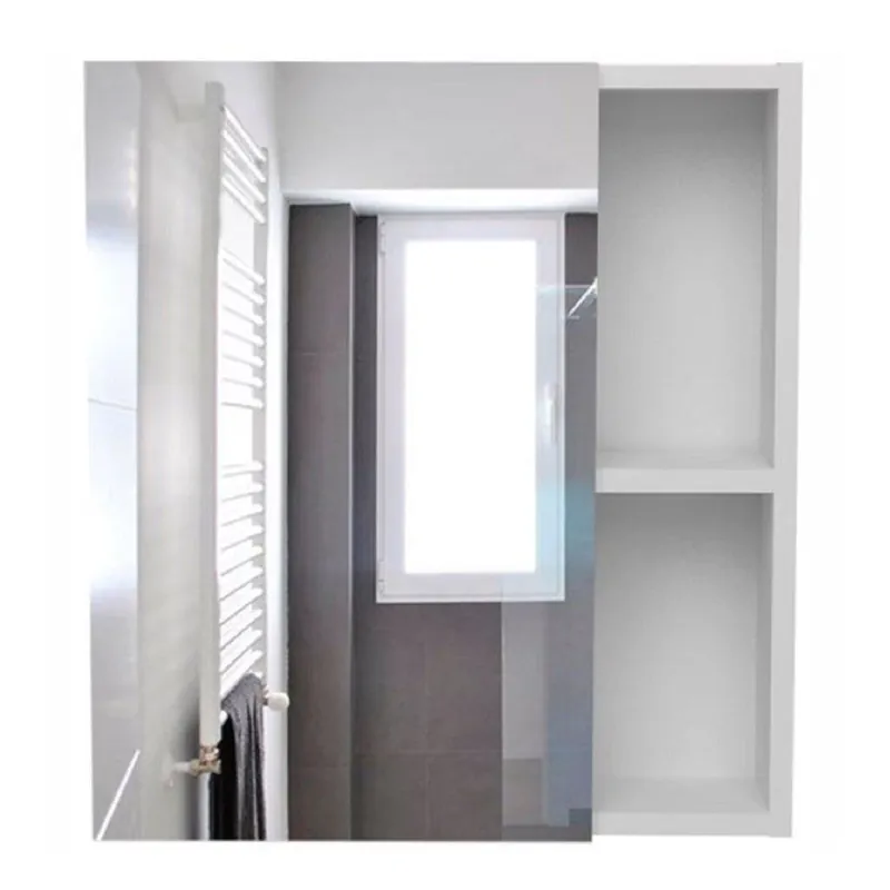 Big Sale TUHOME Labelle 18" x 20" White Wall-Mounted Mirror Medicine Cabinet With 2 Open Shelves