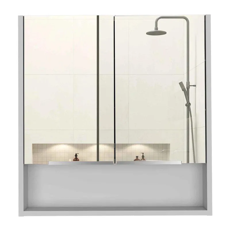 Worldwide Shipping TUHOME Jaspe 24" x 25" White Wall-Mounted Mirror Medicine Cabinet With Wide-Open Shelf