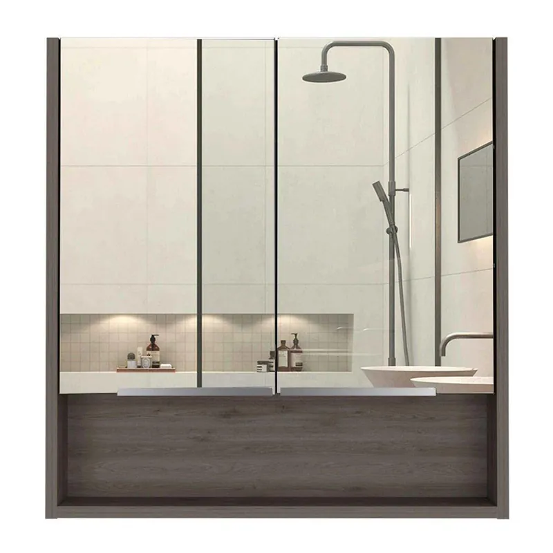 TUHOME Jaspe 24" x 25" Light Oak Wall-Mounted Mirror Medicine Cabinet With Wide-Open Shelf Hot Picks