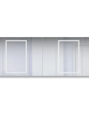 Limited Time Krugg Reflections Svange 96" x 36" 5000K Double Hexa-View Left-Left-Left-Right-Right-Right Opening Recessed/Surface-Mount Illuminated Silver Backed LED Medicine Cabinet Mirror With Built-in Defogger, Dimmer and Electrical Outlet