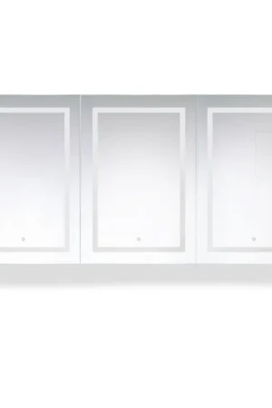 Krugg Reflections Svange 72" x 36" 5000K Tri-View Left-Right-Right Opening Recessed/Surface-Mount Illuminated Silver Backed LED Medicine Cabinet Mirror With Built-in Defogger, Dimmer and Electrical Outlet Affordable