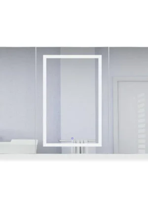 Krugg Reflections Svange 60" x 36" 5000K Single Tri-View Left-Right-Right Opening Recessed/Surface-Mount Illuminated Silver Backed LED Medicine Cabinet Mirror With Built-in Defogger, Dimmer and Electrical Outlet Secure Checkout