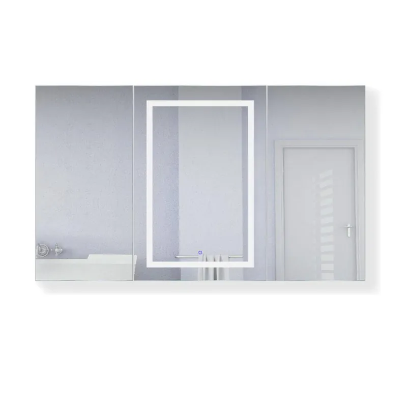 Krugg Reflections Svange 60" x 36" 5000K Single Tri-View Left-Right-Right Opening Recessed/Surface-Mount Illuminated Silver Backed LED Medicine Cabinet Mirror With Built-in Defogger, Dimmer and Electrical Outlet Secure Checkout
