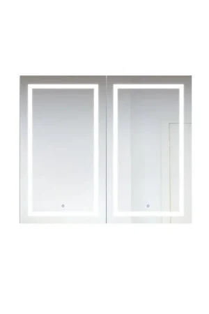 Limited Time Krugg Reflections Svange 48" x 42" 5000K Double Dual Opening Recessed/Surface-Mount Illuminated Silver Backed LED Medicine Cabinet Mirror With Built-in Defogger, Dimmer and Electrical Outlet