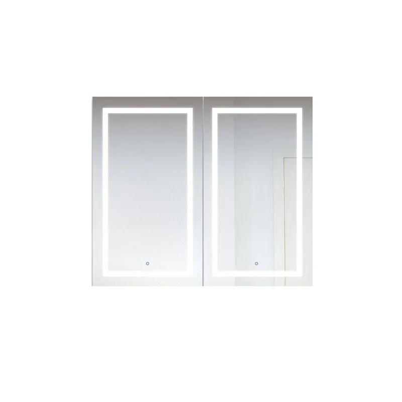 Limited Time Krugg Reflections Svange 48" x 42" 5000K Double Dual Opening Recessed/Surface-Mount Illuminated Silver Backed LED Medicine Cabinet Mirror With Built-in Defogger, Dimmer and Electrical Outlet