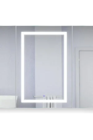 Krugg Reflections Svange 48" x 36" 5000K Single Tri-View Left-Right-Right Opening Recessed/Surface-Mount Illuminated Silver Backed LED Medicine Cabinet Mirror With Built-in Defogger, Dimmer and Electrical Outlet Hot Deal