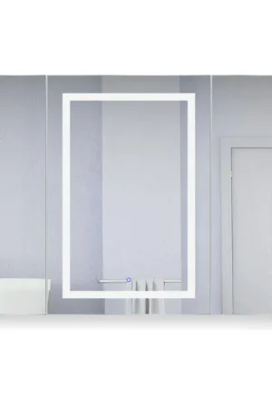 Krugg Reflections Svange 48" x 36" 5000K Single Tri-View Left-Left-Right Opening Recessed/Surface-Mount Illuminated Silver Backed LED Medicine Cabinet Mirror With Built-in Defogger, Dimmer and Electrical Outlet Price Cut