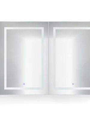 Same Day Shipping Krugg Reflections Svange 48" x 36" 5000K Double Dual Opening Recessed/Surface-Mount Illuminated Silver Backed LED Medicine Cabinet Mirror With Built-in Defogger, Dimmer and Electrical Outlet