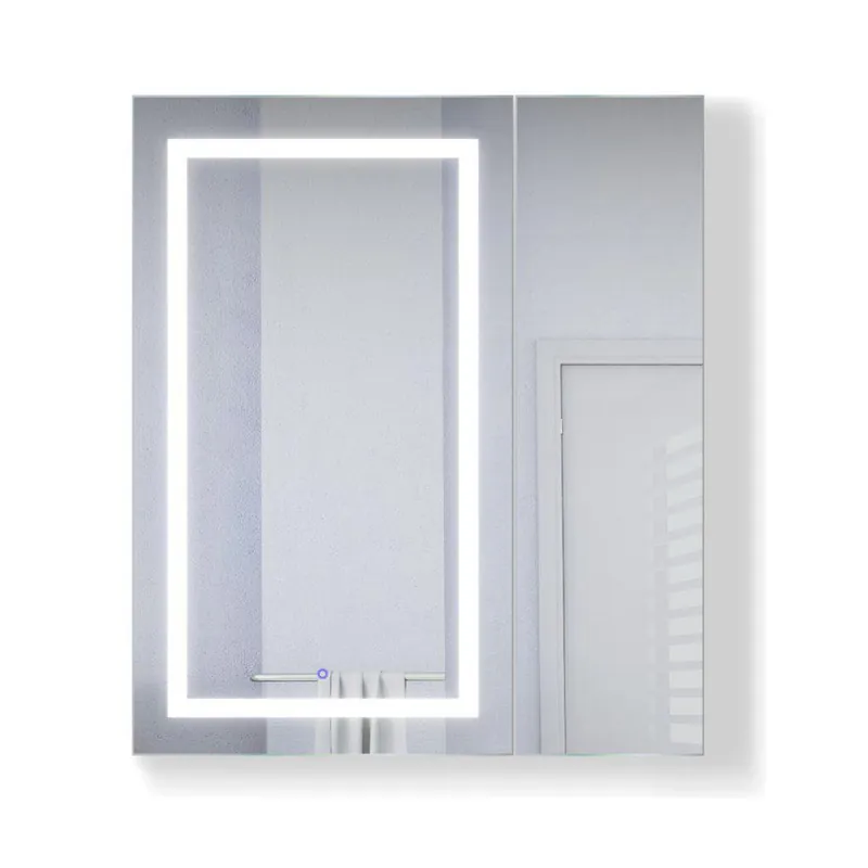 Limited Offer Krugg Reflections Svange 36" x 42" 5000K Single Bi-View Left Opening Recessed/Surface-Mount Illuminated Silver Backed LED Medicine Cabinet Mirror With Built-in Defogger, Dimmer and Electrical Outlet