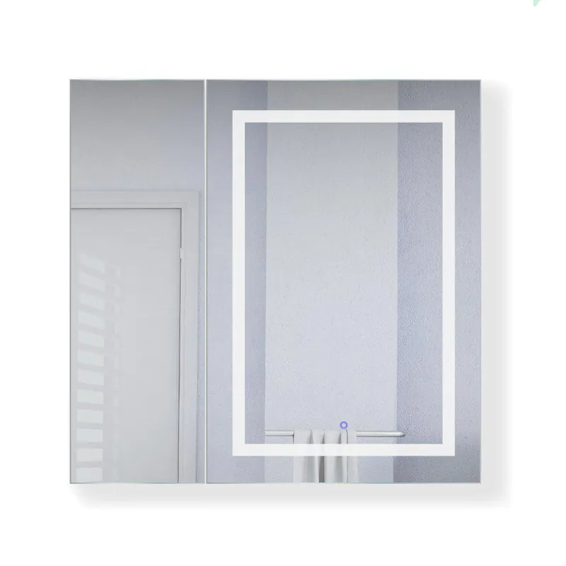 Krugg Reflections Svange 36" x 36" 5000K Single Bi-View Right Opening Recessed/Surface-Mount Illuminated Silver Backed LED Medicine Cabinet Mirror With Built-in Defogger, Dimmer and Electrical Outlet Limited Time