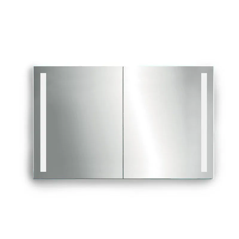 Krugg Reflections Rolls 48" x 30" Double Dual Opening Rectangular Recessed/Surface-Mount Illuminated Silver Backed LED Medicine Cabinet Mirror With Built-in Defogger, Dimmer and Electrical Outlet Best Seller
