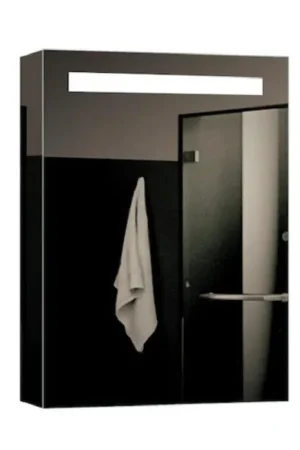 Fan Favorite Lighted Impressions Espirit 18" x 26" Rectangular Framed Wall-Mounted LED Mirror Cabinet With Rocker Switch & Glass Shelves