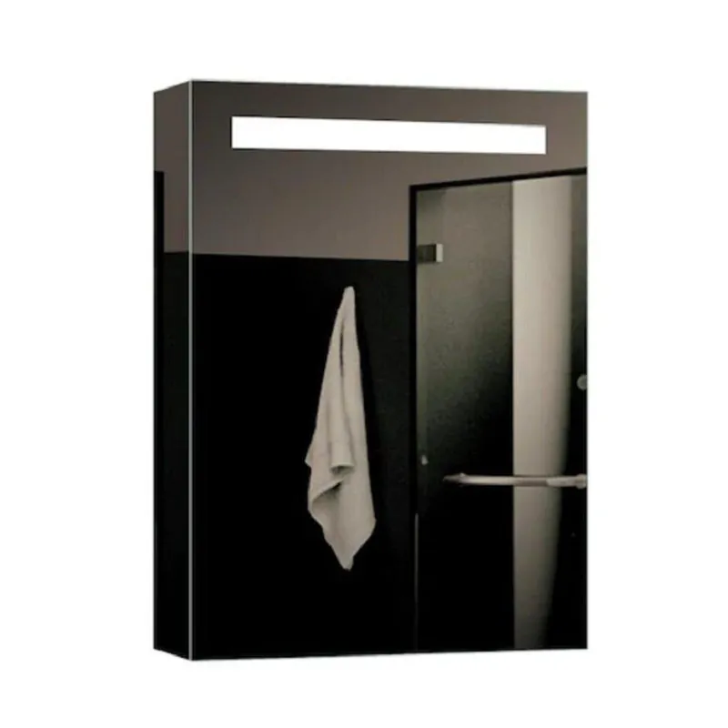 Fan Favorite Lighted Impressions Espirit 18" x 26" Rectangular Framed Wall-Mounted LED Mirror Cabinet With Rocker Switch & Glass Shelves