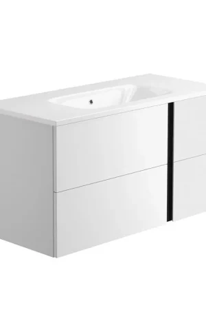 Genuine LaToscana Vertical 39" White Wall-Mounted Vanity With Vertical Black Grip