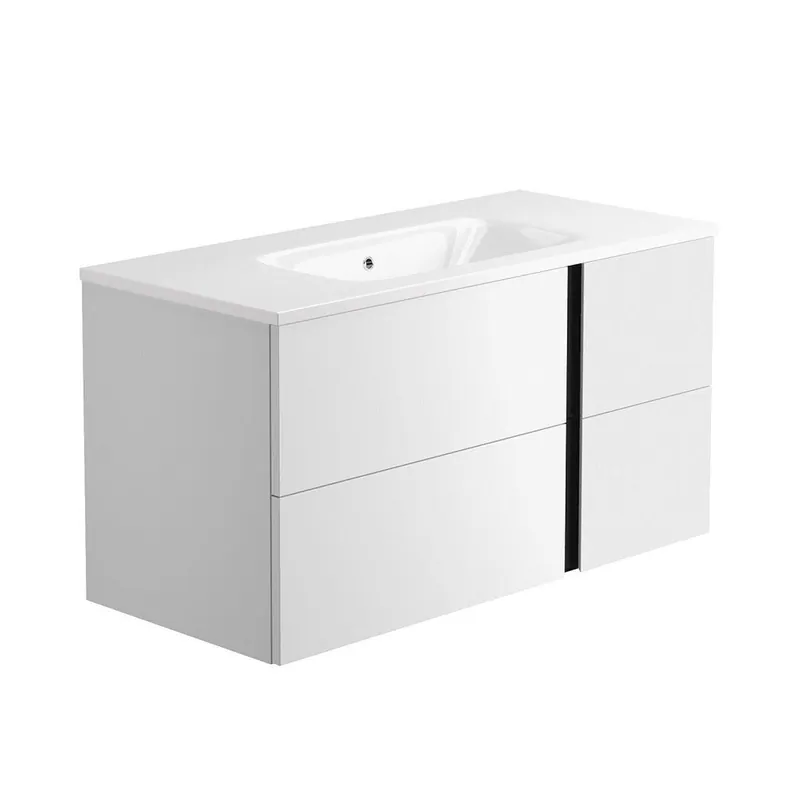 Genuine LaToscana Vertical 39" White Wall-Mounted Vanity With Vertical Black Grip