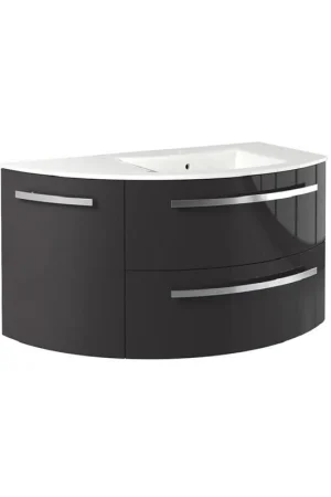 One Day Deal LaToscana Ameno 38" Slate Wall-Mounted Vanity Set With Left Rounded Cabinet