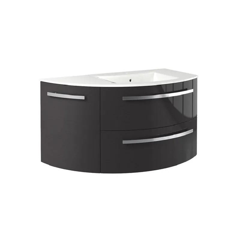 One Day Deal LaToscana Ameno 38" Slate Wall-Mounted Vanity Set With Left Rounded Cabinet