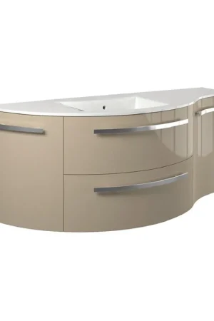 LaToscana Ameno 52" Sand Wall-Mounted Vanity Set With Left Rounded & Right Concave Cabinets Fresh Stock