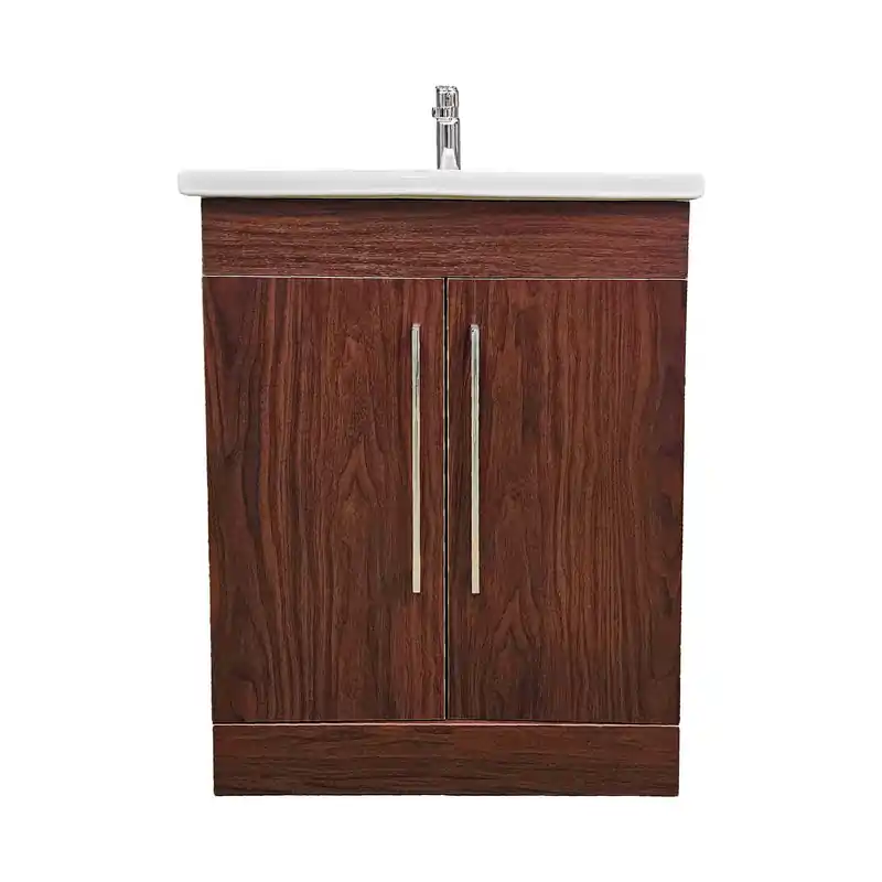 DreamWerks Oslo 25" x 33" x 18" Vanity in Deep Peach Wood Finish With Ceramic Vanity Top Direct From Manufacturer