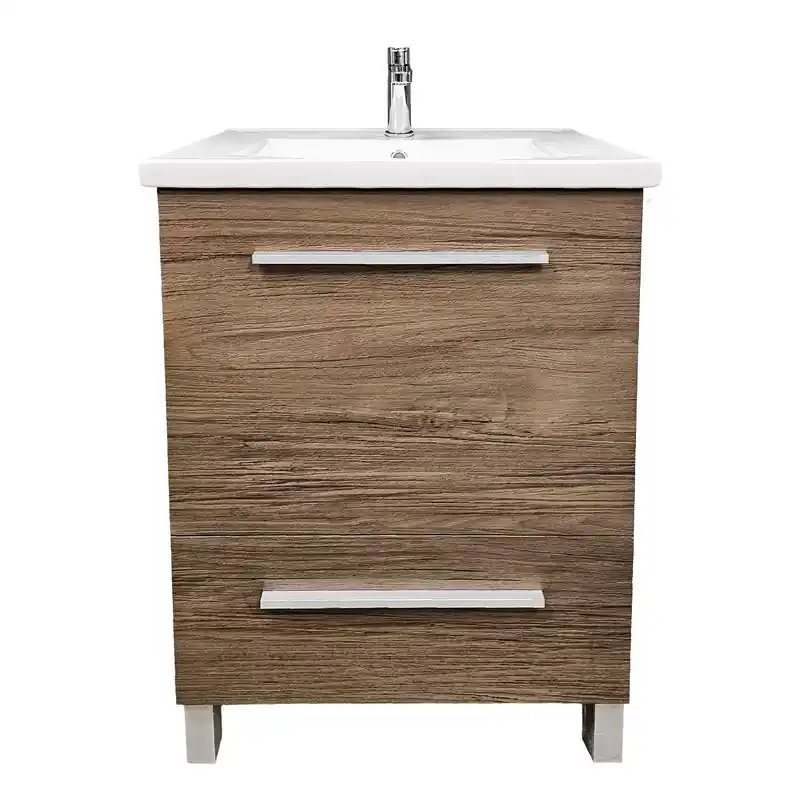 Budget DreamWerks Varna 24" x 33" x 18" Vanity in Natural Woodgrain Finish With Ceramic Vanity Top