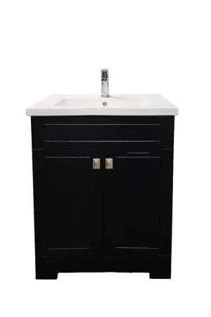 Direct From Manufacturer DreamWerks Trenta 24" x 33" x 19" Vanity in Black With White Ceramic Vanity Top