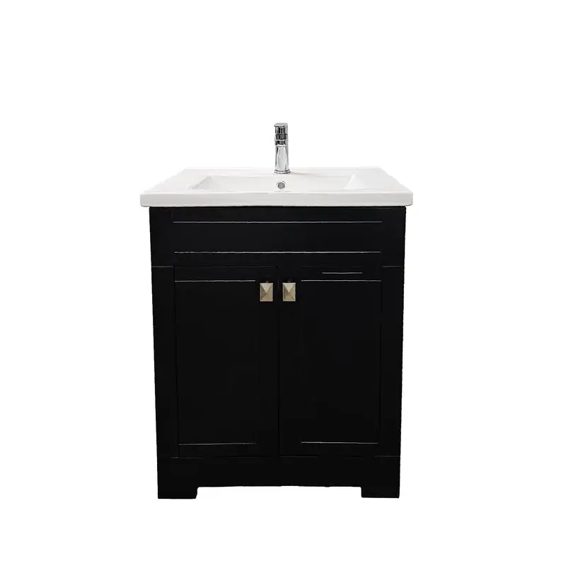 Direct From Manufacturer DreamWerks Trenta 24" x 33" x 19" Vanity in Black With White Ceramic Vanity Top