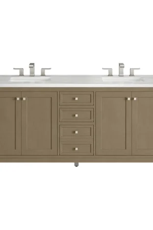 Wholesale James Martin Vanities Chicago 72" Walnut Whisper Double Vanity With 3cm Arctic Fall Solid Surface Top
