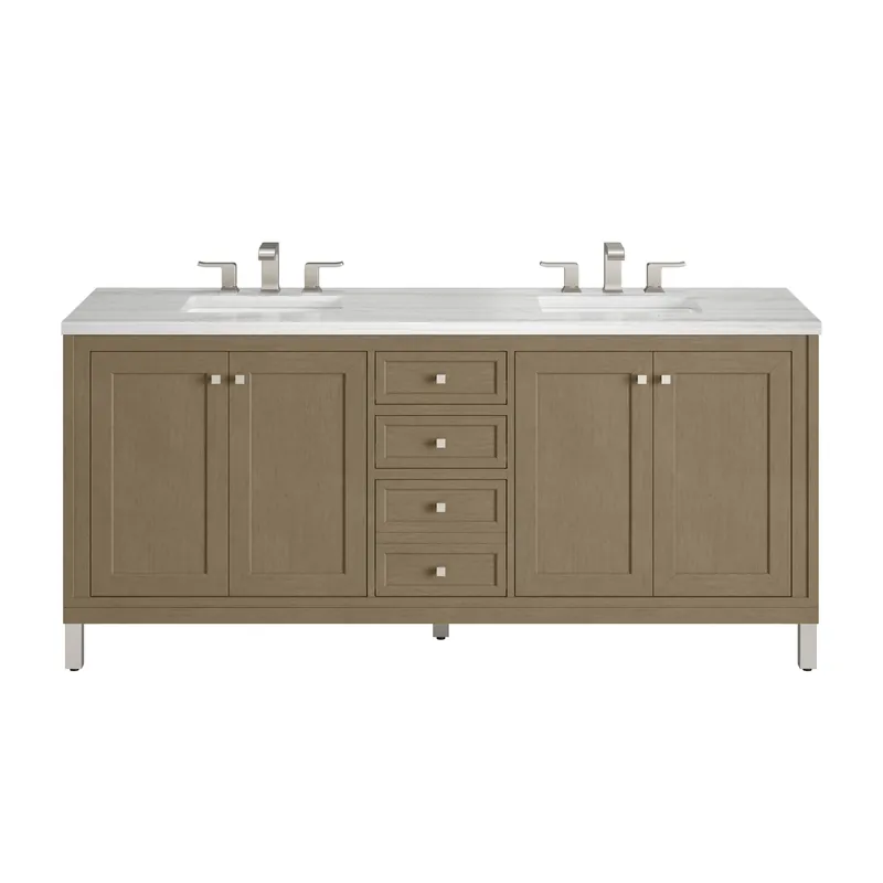 Wholesale James Martin Vanities Chicago 72" Walnut Whisper Double Vanity With 3cm Arctic Fall Solid Surface Top