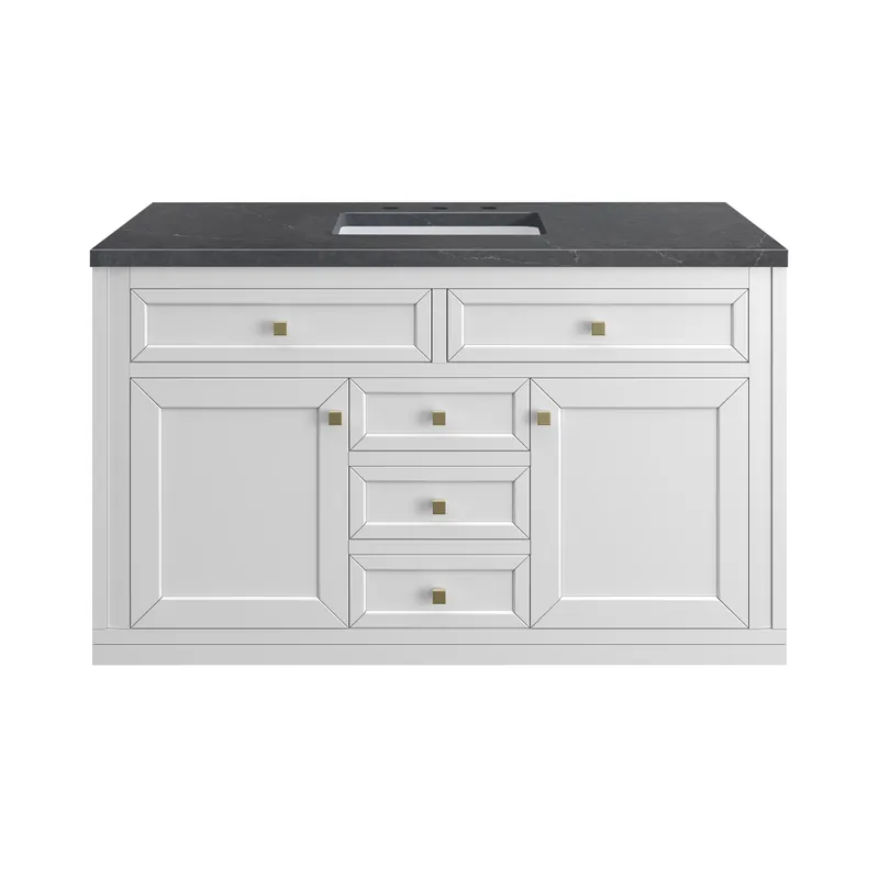 Affordable James Martin Vanities Chicago 48" Glossy White Single Vanity With 3cm Charcoal Soapstone Silestone Top