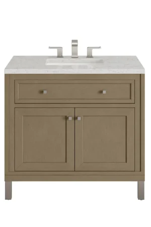 Bargain James Martin Vanities Chicago 36" Walnut Whisper Single Vanity With 3cm Eternal Jasmine Pearl Silestone Top