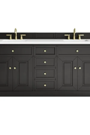 Best Choice James Martin Vanities Brookfield 72" Black Onyx Double Vanity With 3cm White Zeus Silestone Top