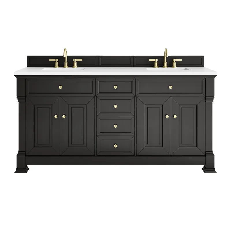Best Choice James Martin Vanities Brookfield 72" Black Onyx Double Vanity With 3cm White Zeus Silestone Top
