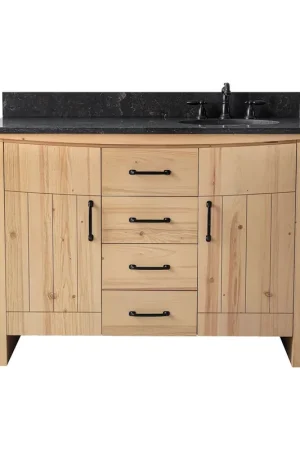 Trusted Brand Bellaterra Home 6001R-48-NNL-BLS 48" Natural Fir Wood Veneer Single Sink Vanity