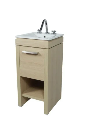 Trending Bellaterra Home 500137-CO 16" Neutral Finish Single Sink Vanity With White Ceramic Top