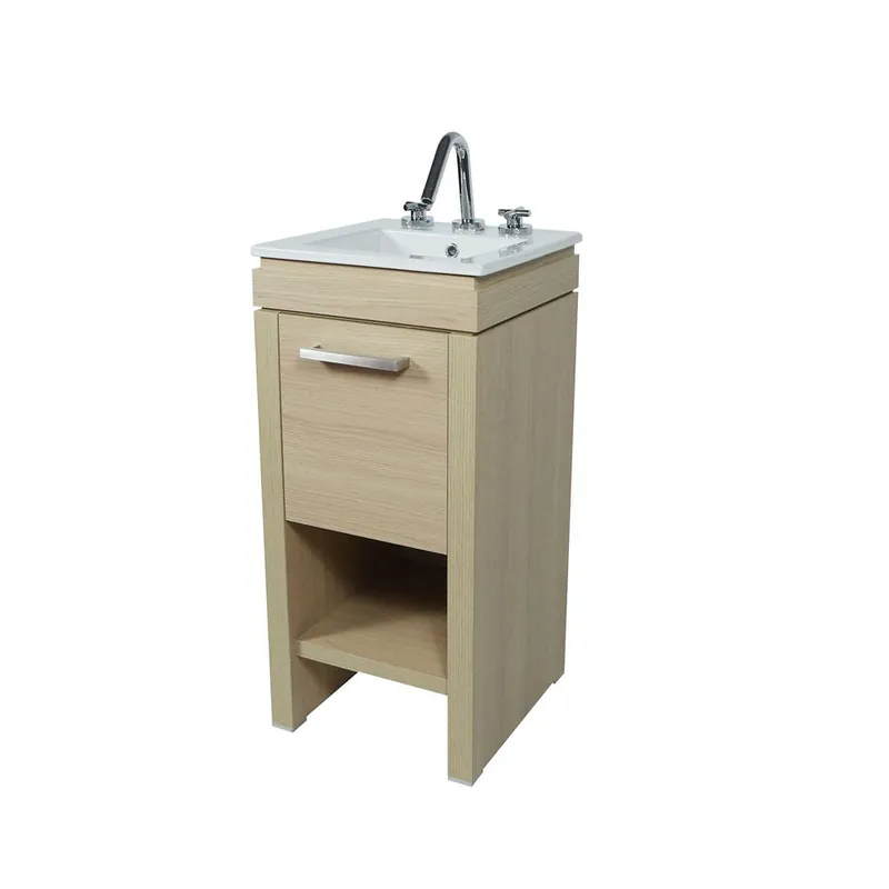 Trending Bellaterra Home 500137-CO 16" Neutral Finish Single Sink Vanity With White Ceramic Top