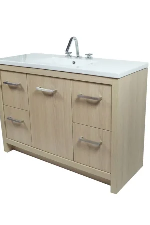 Final Sale Bellaterra Home 502001C-48S-CO 48" Neutral Finish Single Sink Vanity With White Ceramic Top