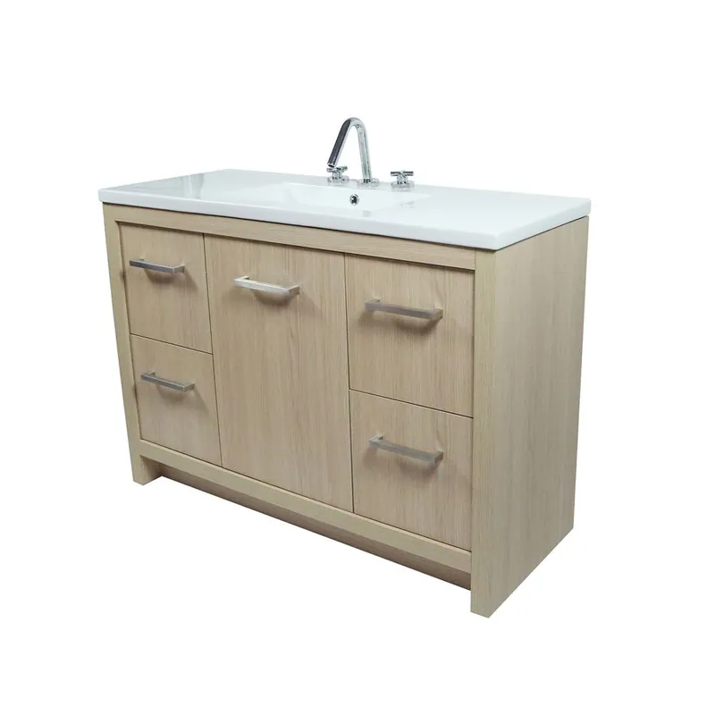 Final Sale Bellaterra Home 502001C-48S-CO 48" Neutral Finish Single Sink Vanity With White Ceramic Top