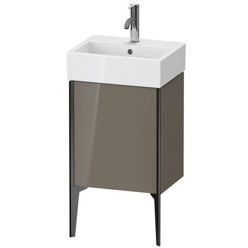 Bulk Order Duravit Xviu 17" x 19" x 13" One Door Floorstanding Vanity Unit With Left Hinge, Flannel Grey High Gloss Lacquer (XV4531LB289)