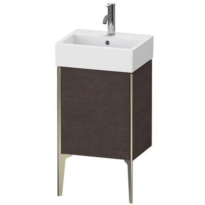 Price Cut Duravit Xviu 17" x 19" x 13" One Door Floorstanding Vanity Unit With Left Hinge, Brushed Dark Oak Real Wood Veneer (XV4531LB172)